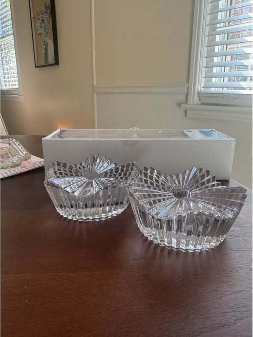 Vintage crystal candle holder set of two